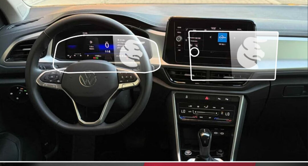 Volkswagen T-Roc Multimedya ve Gösterge Paneli Ekran Koruyucu (2 Parça) (2024-2025)