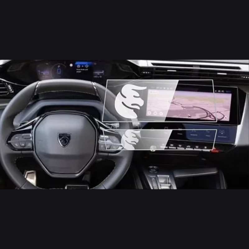 Peugeot 408 Multimedya ve Alt Kontrol Ünitesi Ekran Koruyucu Set (2 Parça) (2023-2025)