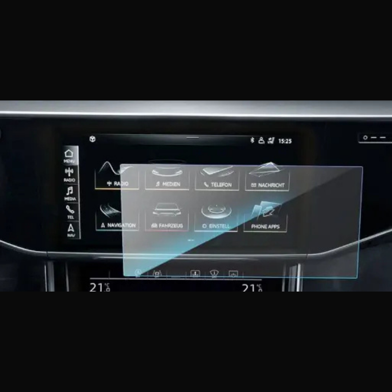 Audi A7 Gösterge Alt Üst Multimedya ve Arka Klima Ekran Koruyucu Set 4 Parça (2021-2025)